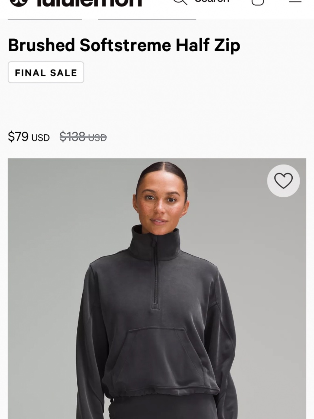 Lululemon softsteme crop half zip